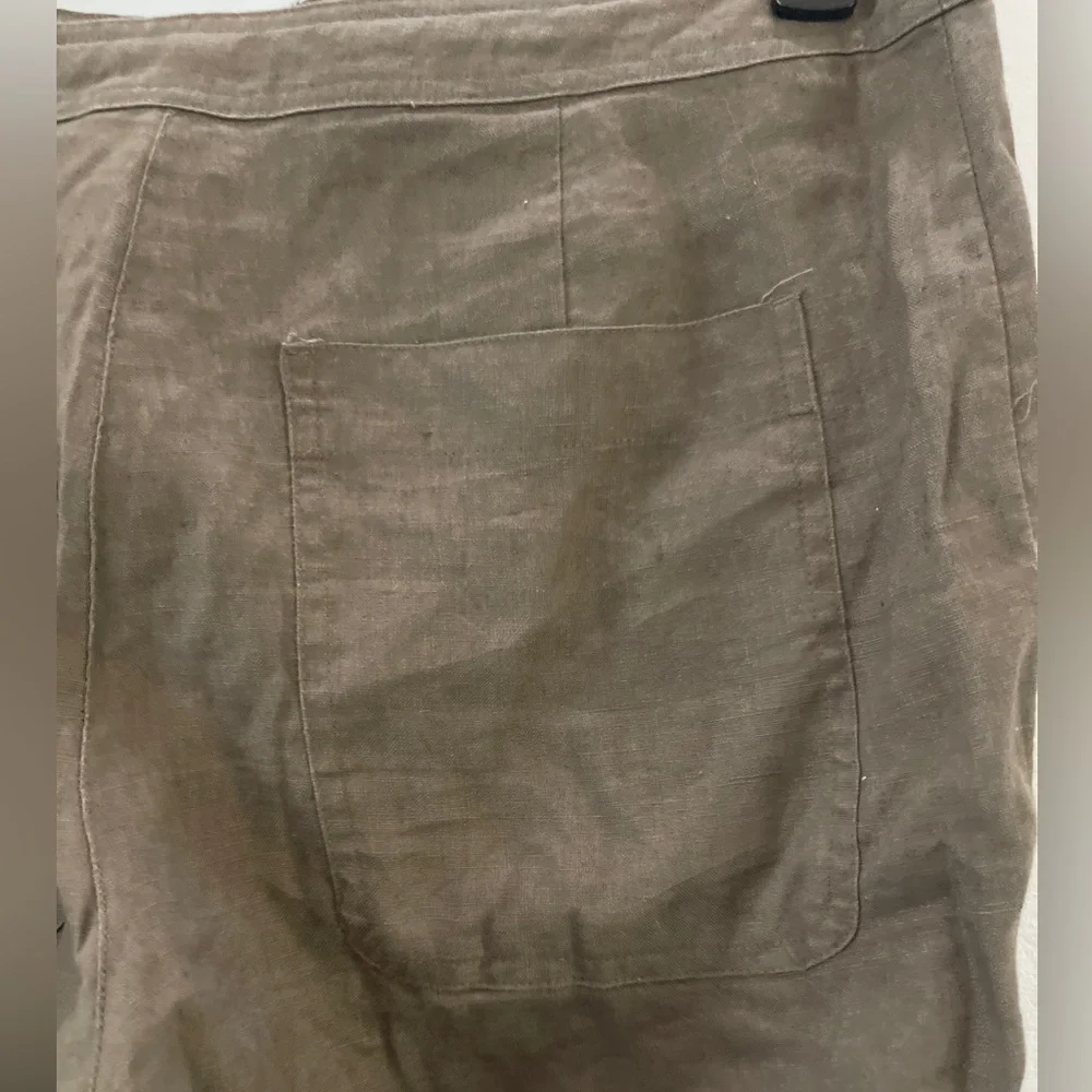 H&M 100% Linen Coffee Tan‎ Brown Tie Front Wide Leg Pants 10